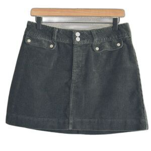 Abercrombie Corduroy Mini Skirt Black Ribbed High Waist Womens Sz 8 with Pockets